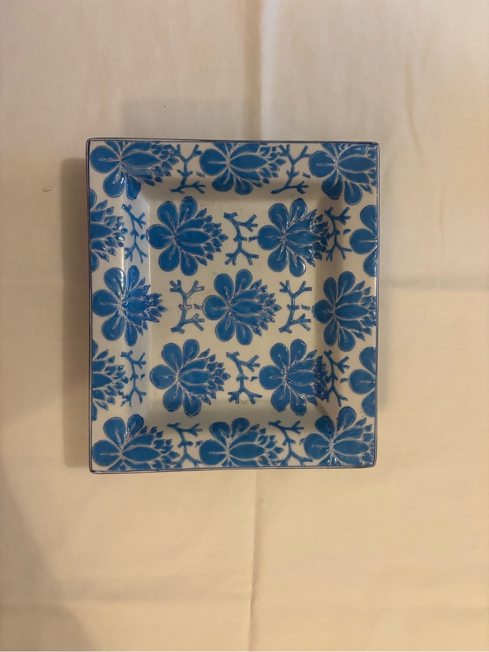 Tozai Hime Blue Floral Ceramic Dish Tray